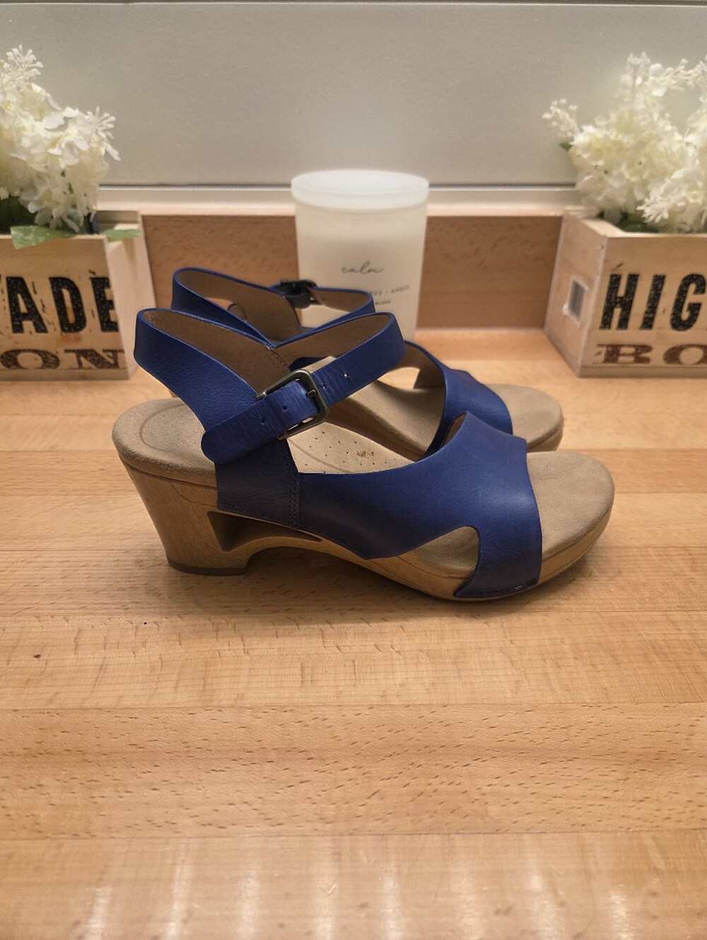 Dansko Tasha Clog Sandals Royal Blue Leather Women's Size EU 37